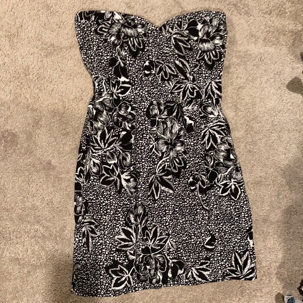 American rag tropical print strapless dress